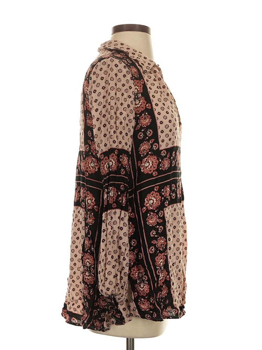 Free People “Changing Times” Boho Mixed Floral Print Ruffle Long Sleeve Tunic• S - Picture 12 of 15